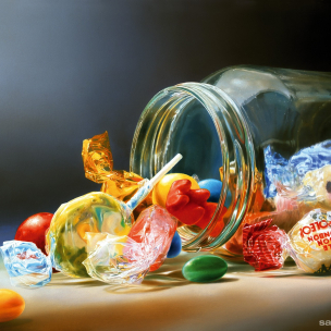 candy in a glass jar oil painting tjalf sparnaay