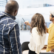 Professional office tour with real estate agent and client to see office space
