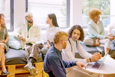 Time to relax during a coffee break in a coworking