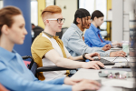 Row of Students in Computer Lab