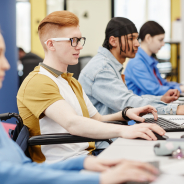 Row of Students in Computer Lab
