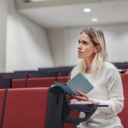 woman-with-tablet-listening-lecture