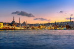 Panoramic of Istanbul city at twilight in Turkey.